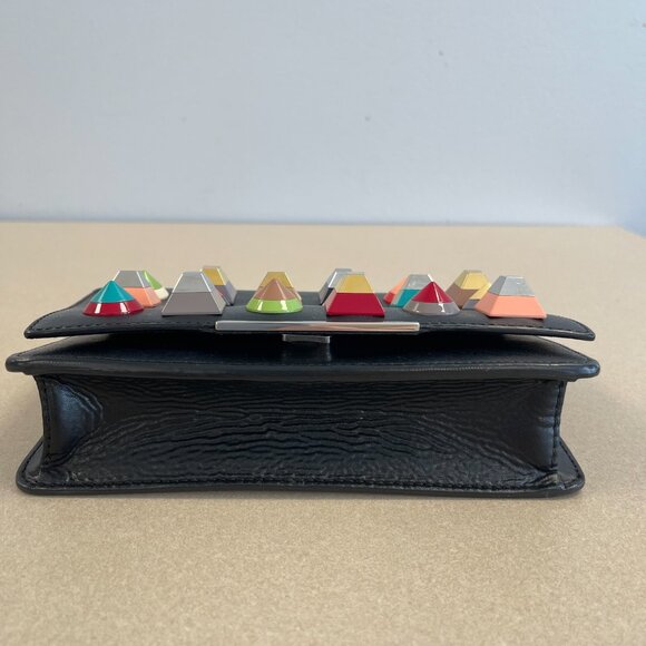 Fendi Rainbow Studded Black Calfskin Leather Tube Wallet on a Chain - Preowned - Picture 3 of 16